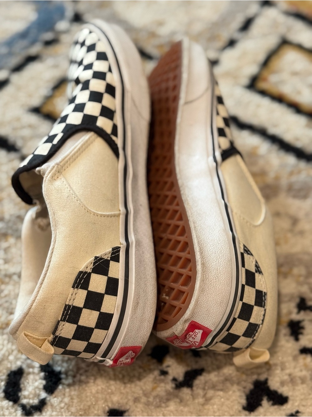 Vans Kids Slip-On Sneakers in Black & Cream Checkerboard